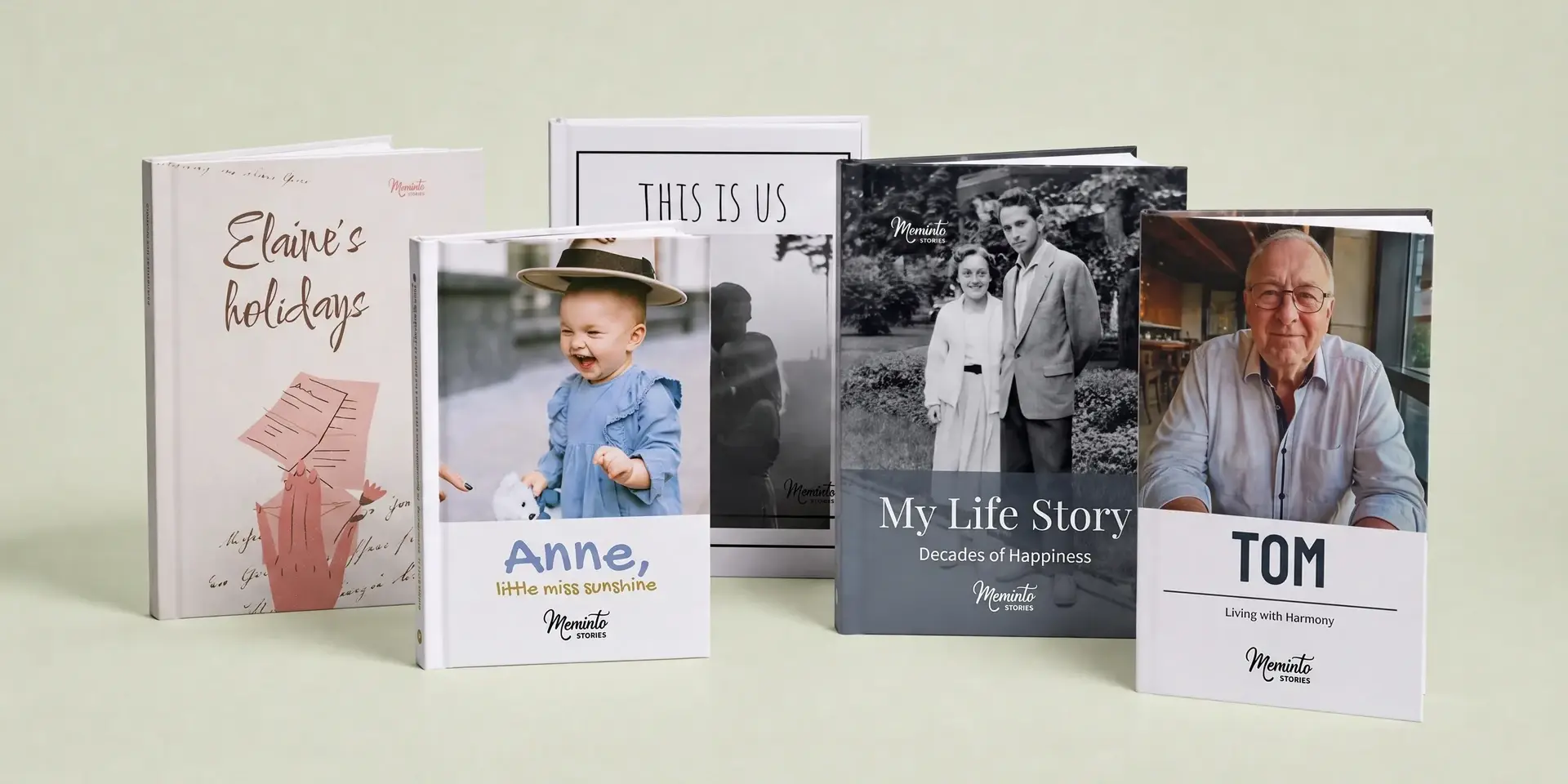 Five individually designed Meminto memory books